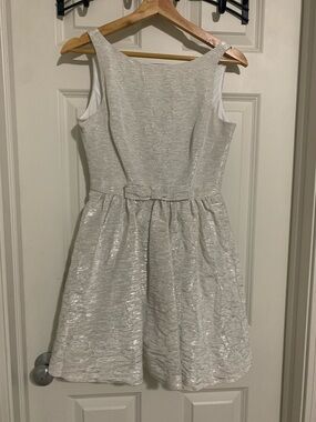 Sparkling Ivory Sleeveless Mini Dress with Bow Waist